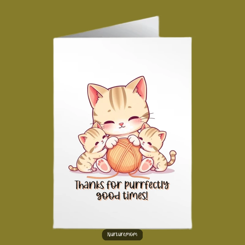 Free Printable Thank You Cat Card: Cute Mama & Kittens Downloadable, Playful Gratitude!