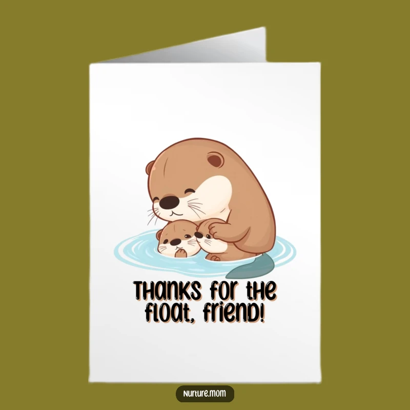 Kawaii Otter Thanks: Funny Free Printable Card, Downloadable Gratitude Swim