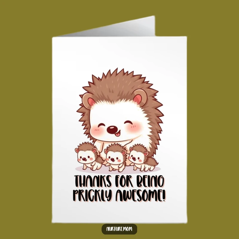 Free Printable Thank You Card: Funny Hedgehog Family, A Sweet Downloadable Gift