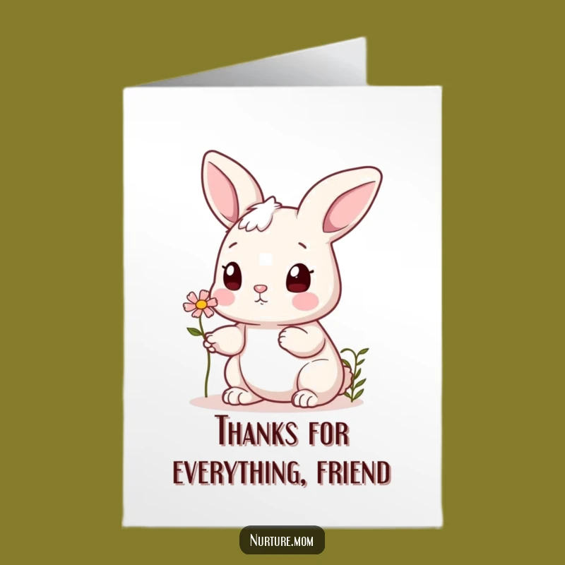 Free Printable Thank You Card: Bunny Flower, Funny Downloadable Gift