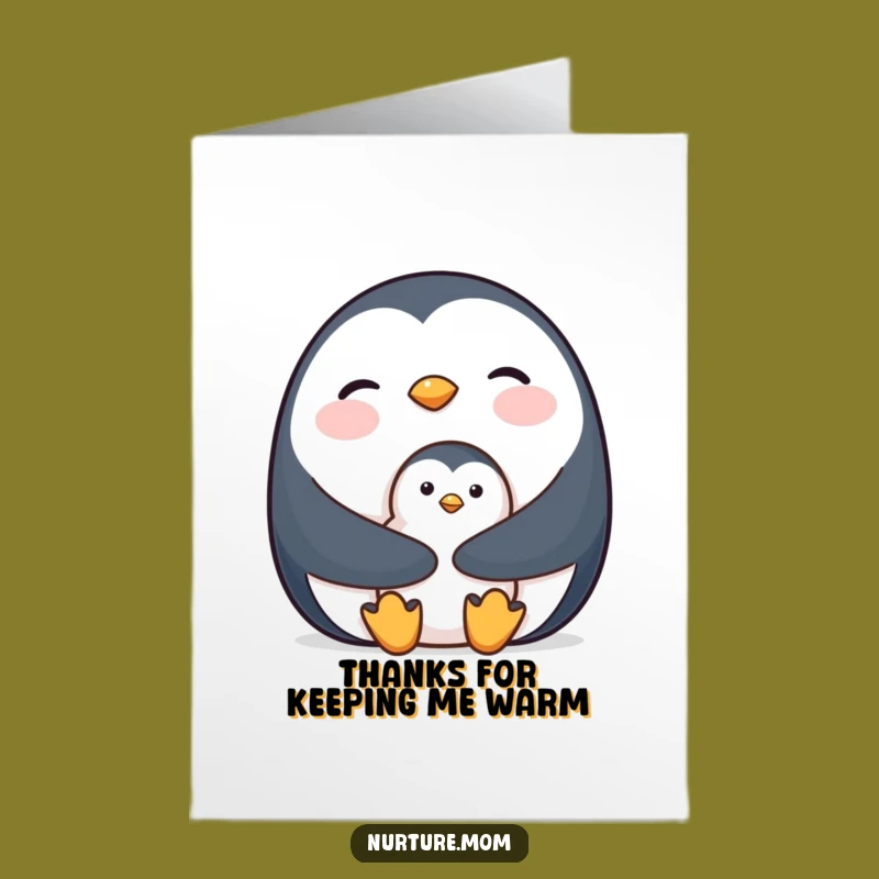 Free Printable Thank You Card: Adorable Penguin Mom & Chick, Grateful Downloadable Gift
