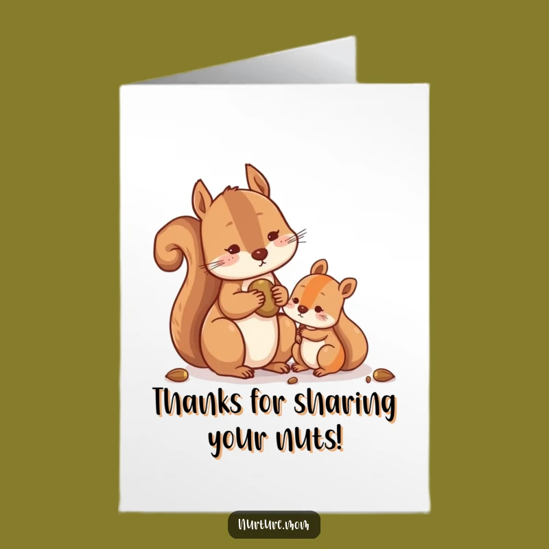 Free Printable Thank You Card: Squirrel Sharing Nuts - Kind Downloadable