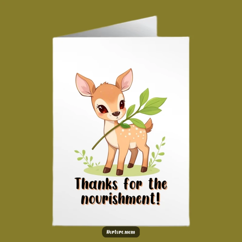 Free Printable Thank You Card: Deer's Leafy Gift - Gentle Downloadable