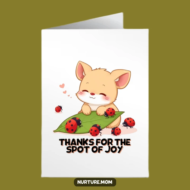 Free Printable Thank You Card: Relaxed Animal & Ladybugs, Grateful Downloadable Humorous Gift