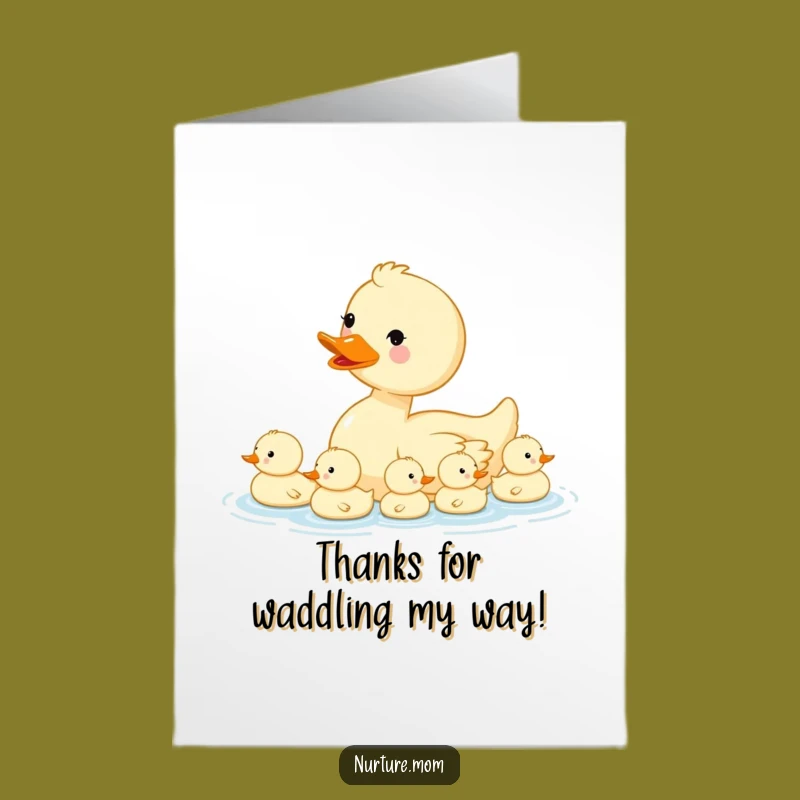 Free Printable Thank You Duck Card: Cute Mama & Ducklings Downloadable, Follow the Leader!