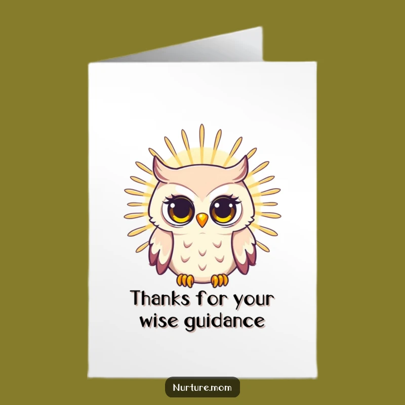 Free Printable Thank You Card: Wise Owl Mom Radiating Gratitude - Funny Downloadable Gift