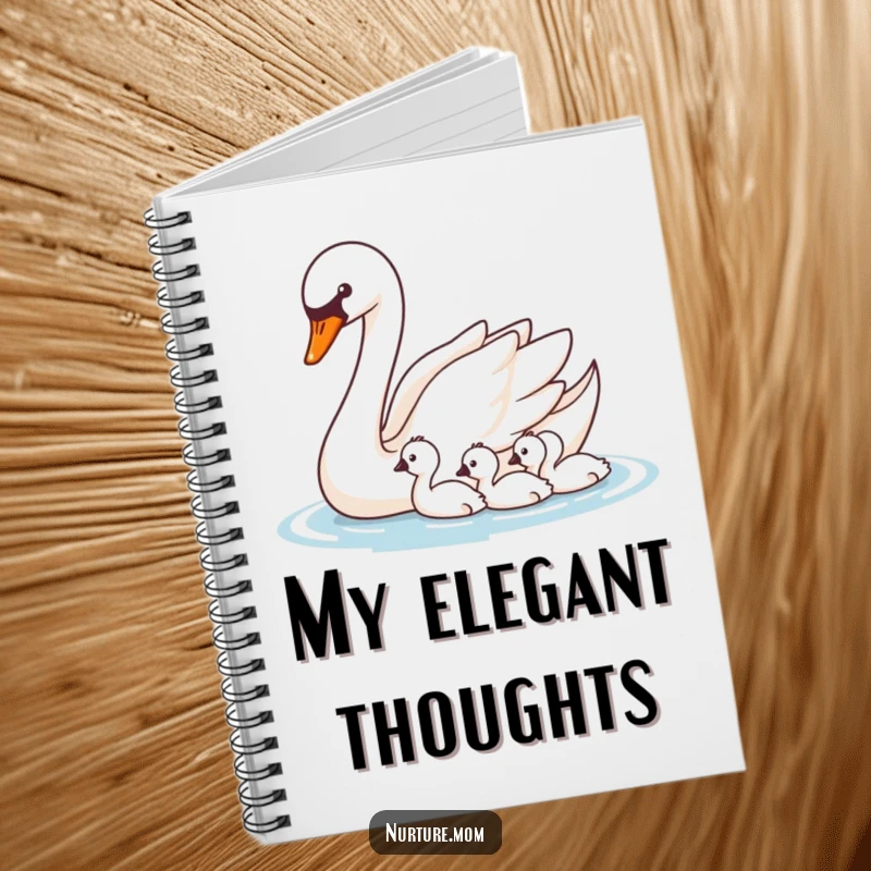 Funny Swan Notebook: Elegant journal with a mother swan guiding her cygnets, ideal for capturing elegant thoughts.