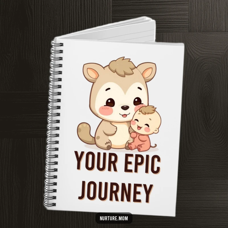 Funny animal offering an encouraging look to a child, captured in a cute and humorous notebook.