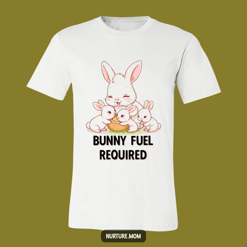 Funny Bunny Mom T-Shirt: Feeding Scene, Adorable Rabbit Motherhood Apparel Gift