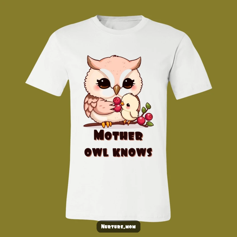 Funny Kawaii Owl Mom T-Shirt: Sweet Chick Feeding Moment Tee