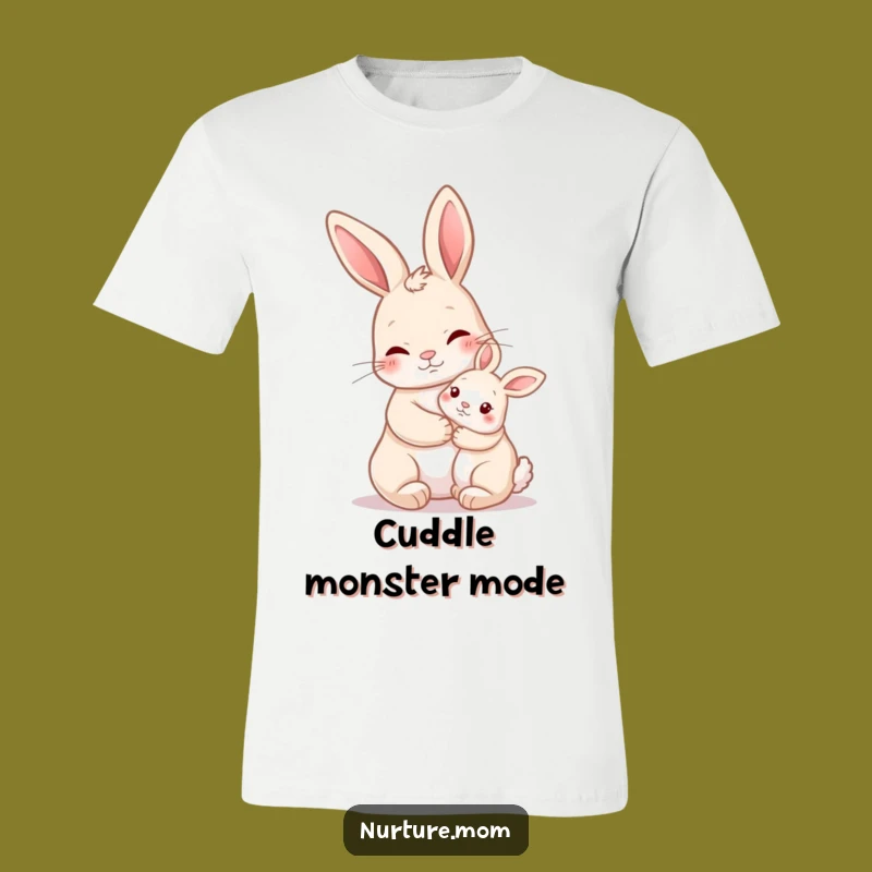 Funny Nurturing Rabbit Hug T-Shirt: Wear Your Love with Gentle Humor
