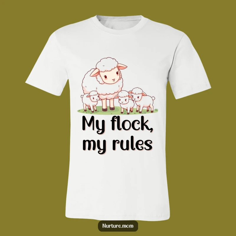 Funny Sheep Mom T-Shirt: Gentle Guardian Scene, Cozy Animal Motherhood Apparel Gift