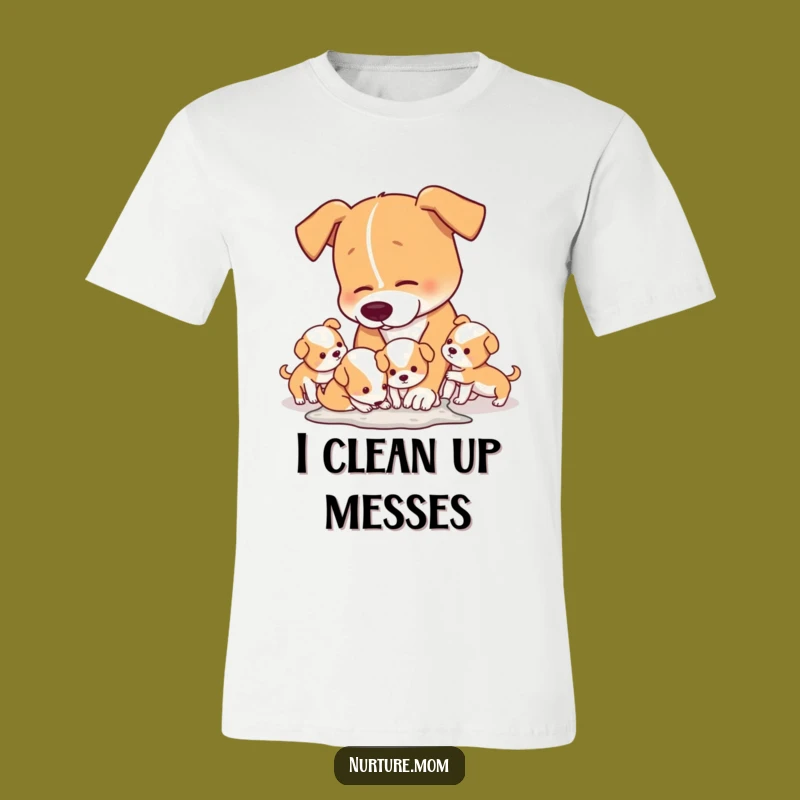 Funny Mom Dog Cleaning Mess T-Shirt - Hilarious Pet Owner Gift