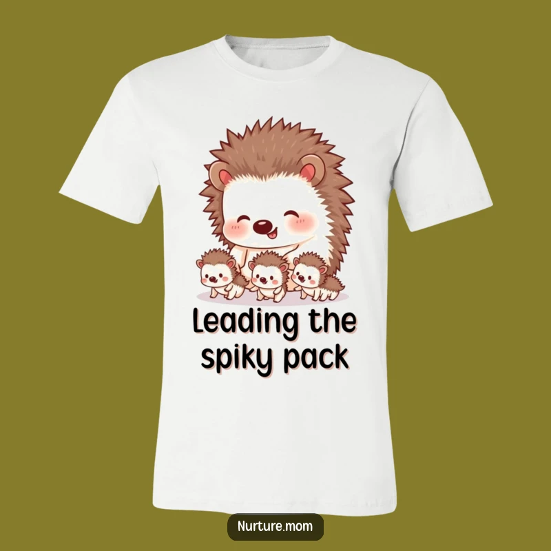 Funny Hedgehog Siblings Tee: Adorable Mama Guiding Little Ones, Hilarious & Cute Gift Shirt