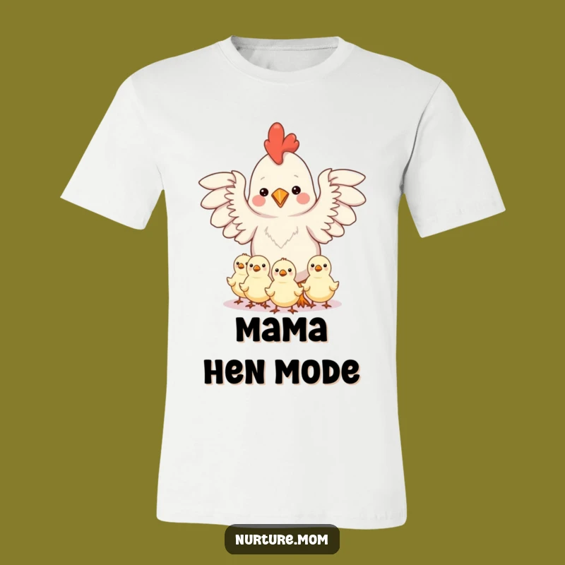Funny T-Shirt: Kawaii Chicken Mom Protecting Chicks - Cute Motherhood Gift
