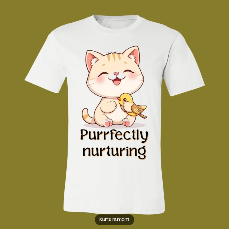 Funny Cat Feeding Bird T-Shirt: Cute Friendship Tee and Hilarious Gift
