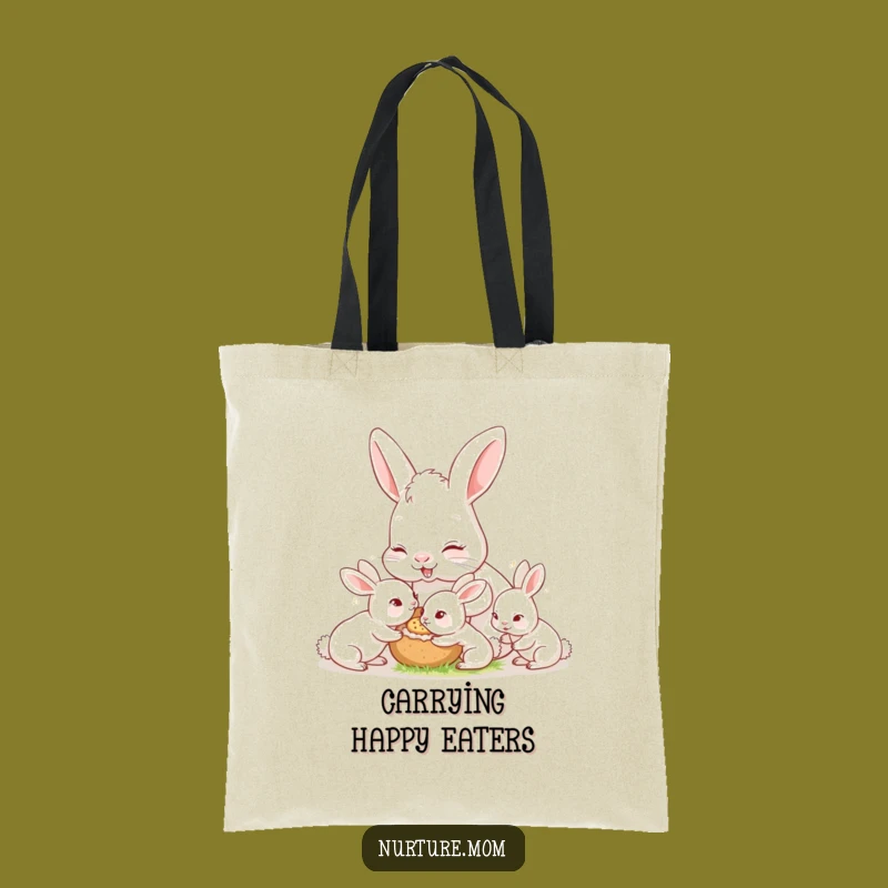 Funny Bunny Mom Tote Bag: Nurturing Feeding Scene, Chic Motherhood Carryall Gift
