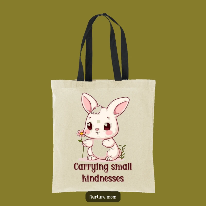 Funny Bunny Tote Bag: Cute Flower Offering Rabbit, Practical & Funny Gift