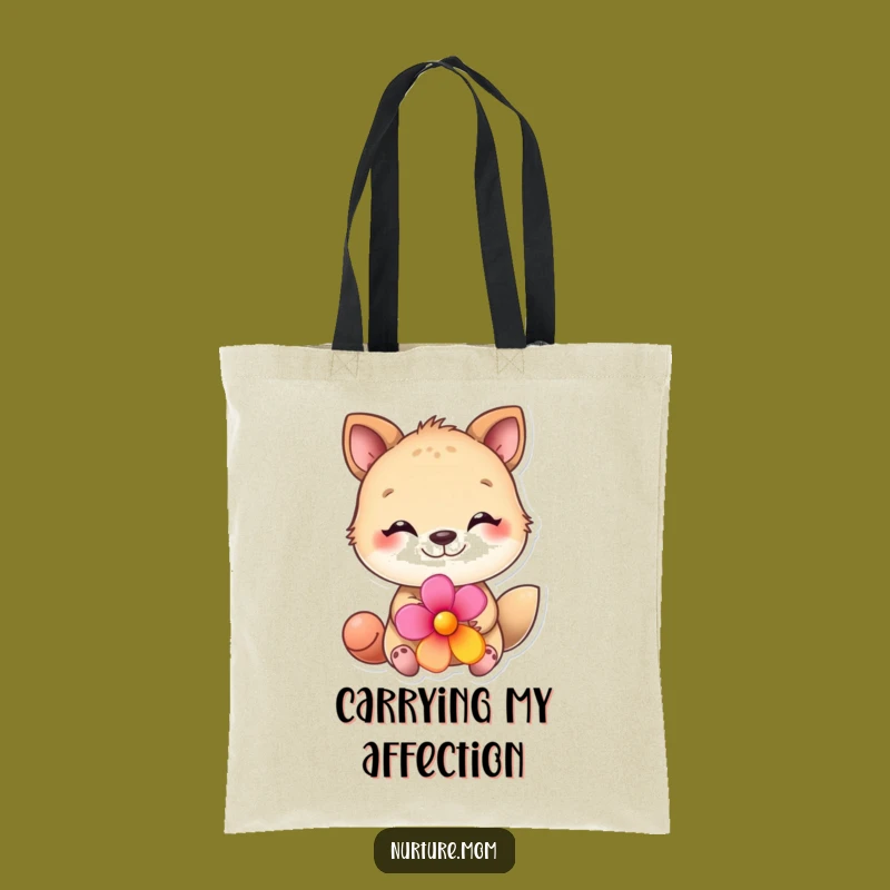 Funny Animal Flower Tote Bag - Carry Your Essentials with Loving Cartoon Style!