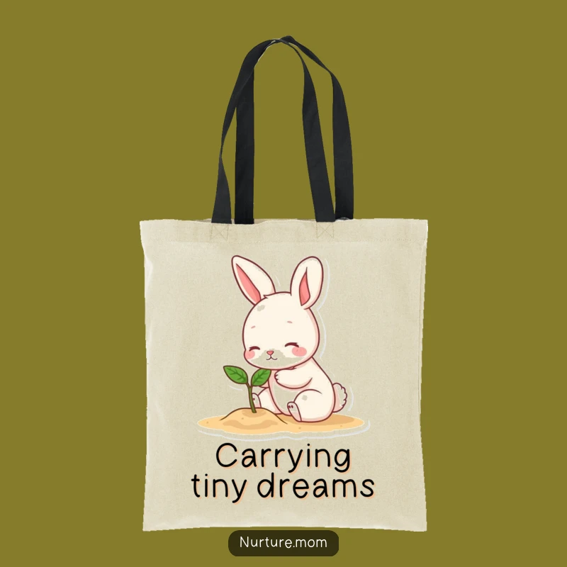 Funny Bunny Patting Sprout Tote Bag: Eco-Friendly Gardener Accessory and Funny Gift