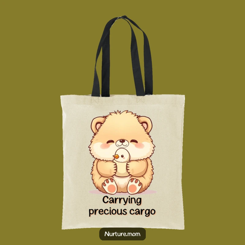 Funny Carry-All Tote: Adorable Animal with Baby Bird Design Gift