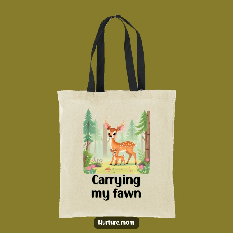 Funny Deer Mom Tote Bag: Carry Your Essentials with Gentle Forest Style