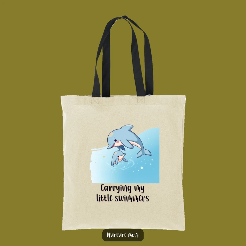Funny Dolphin Mom Tote Bag: Carry Aquatic Charm and Playfulness