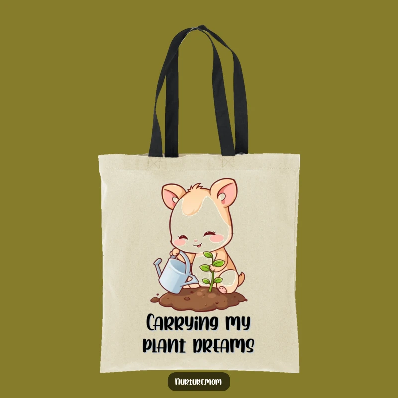 Funny Garden Tote Bag: Cute Animal's Smiling Sprout Carry-All Gift