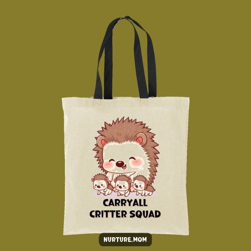 Funny Hedgehog Tote Bag: Cute Mama & Siblings, Stylish & Hilarious Shopping Accessory