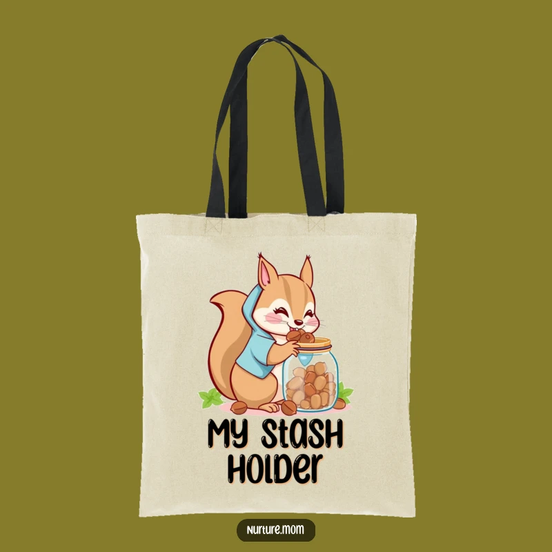 Funny Kawaii Squirrel Mom Tote Bag: Nutty Storage Print, Practical and Funny Gift
