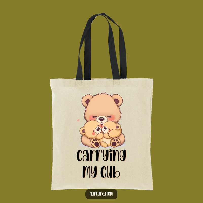 Funny Mama Bear Tote Bag: Tender Baby Rocking Scene, Chic Motherhood Accessory Gift