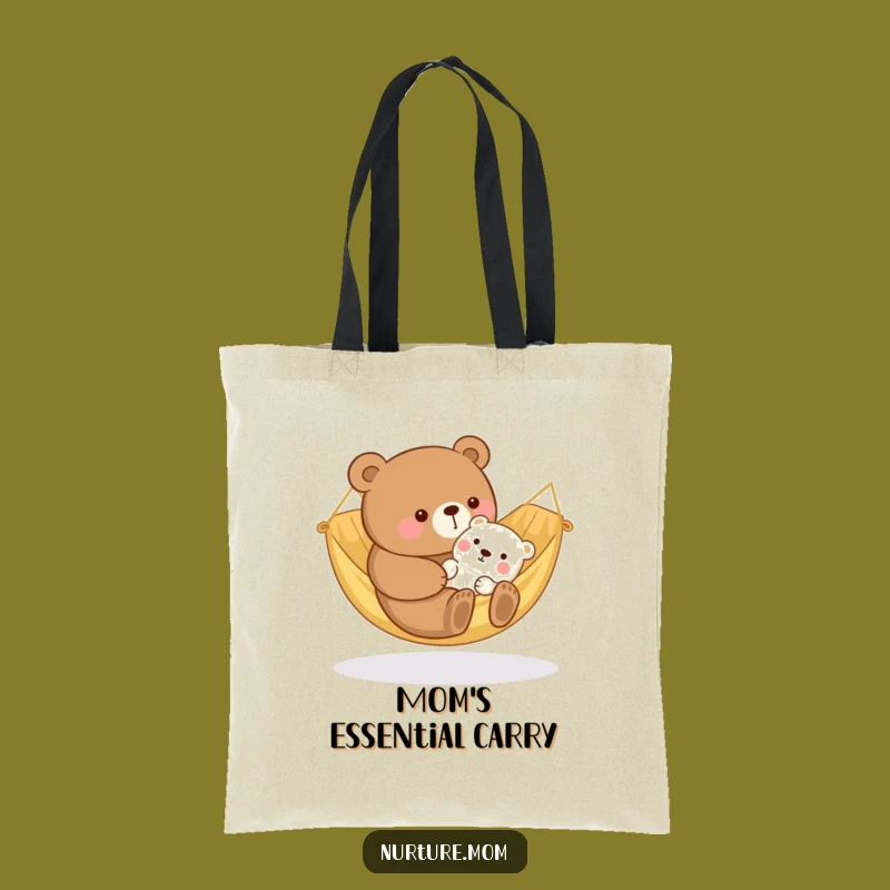 Funny Kawaii Bear Mom Tote Bag: Cozy Hammock Baby Carryall